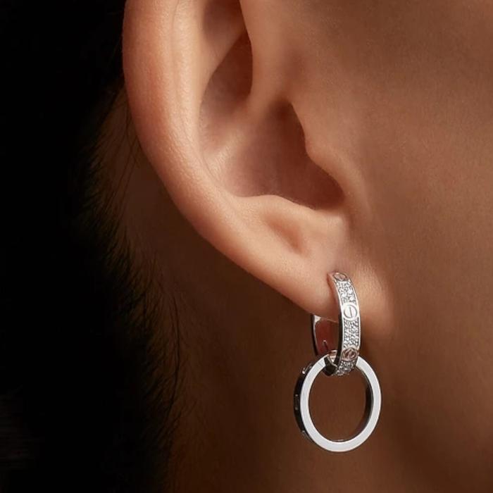 Love CRT Diamond Earrings duo hoop / Diamond Jewelry