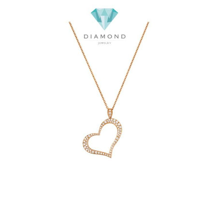 Heart Necklace with Diamond Rose Gold Diamond Jewelry