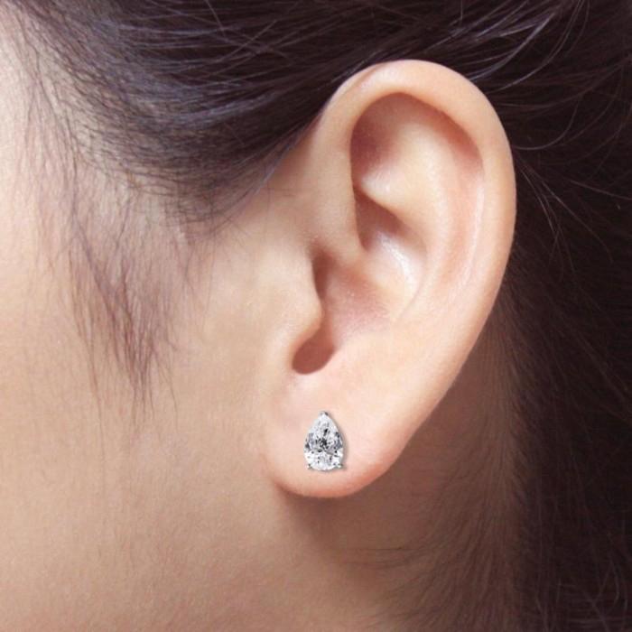 Pearshape Lab Grown Diamond Earring 3CT  18K- Elsy Jewelry