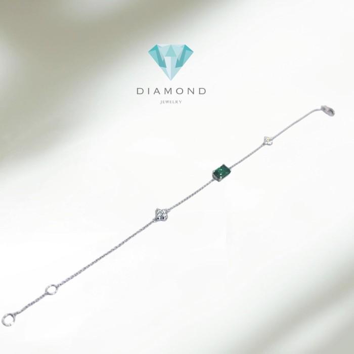Green emerald diamond bracelet 18k- Diamond Jewelry