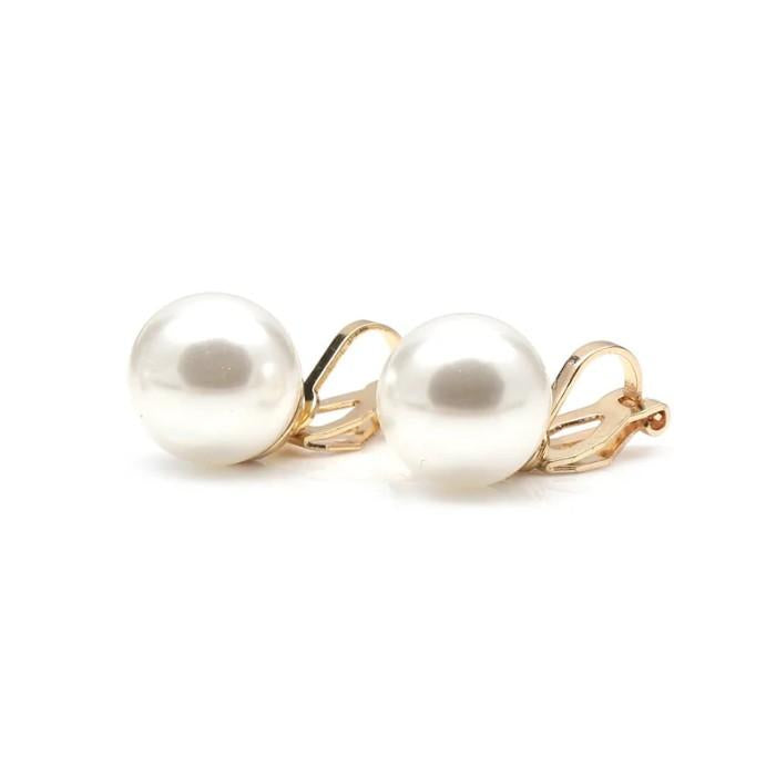 South Sea Pearl Klip Earring 23K Gold-Diamond Jewelry-21AM4WP-HT
