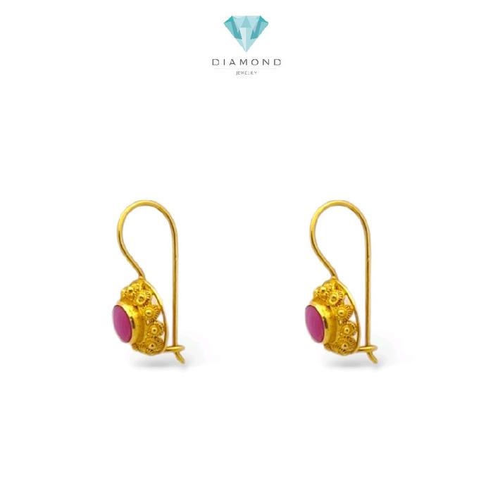 Ruby Vermeil Gold Earrings 23K / Anting Emas Ruby Vermeil 23K / Diamond Jewelry / 314AMSWP2