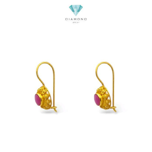 Ruby Vermeil Gold Earrings 23K / Anting Emas Ruby Vermeil 23K / Diamond Jewelry / 314AMSWP2