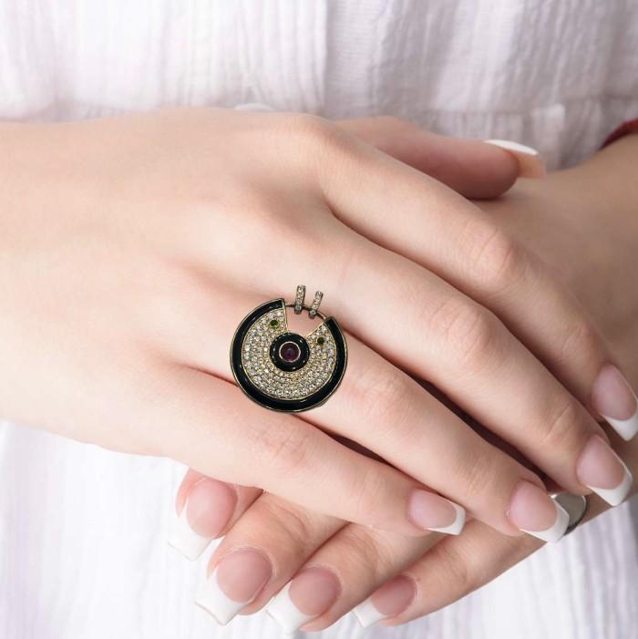 Amulette pendant ring diamond 18k crt -Diamond Jewelry crt