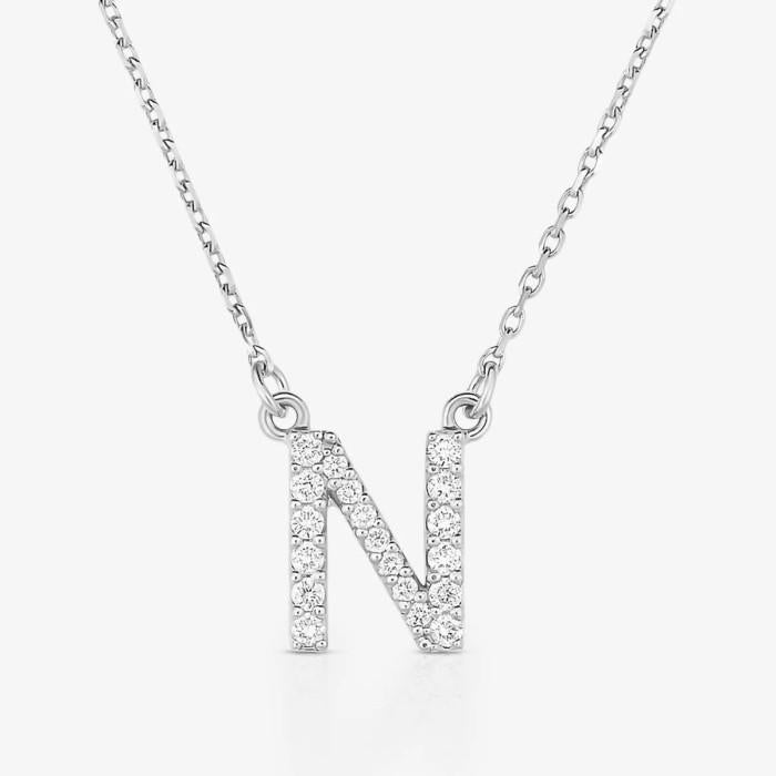 Initial Custom Letter Diamond Necklace 18K Gold-Diamond Jewelry-67LBGT300WPLS/1KB3850LSNEW-HT