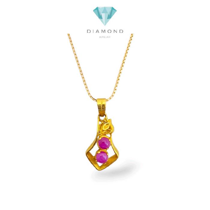 Duo Malabar Ruby Pendants 23K / Liontin Malabar Ruby Duo 23K / Diamond Jewelry / 215LMSWP3