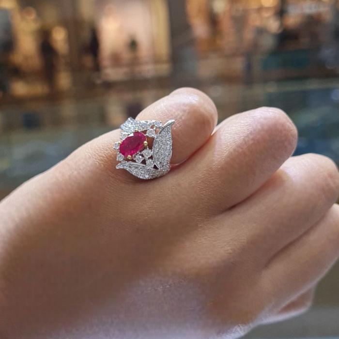 Ruby Diamond Ring 18K / Diamond Jewelry