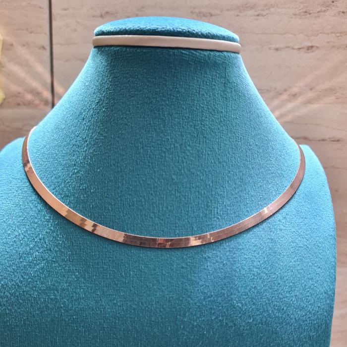 flat gold necklace snake rose gold necklace Rose Gold 750K-Diamond Jewelry- Kalung Perhiasan Emas Flat snake