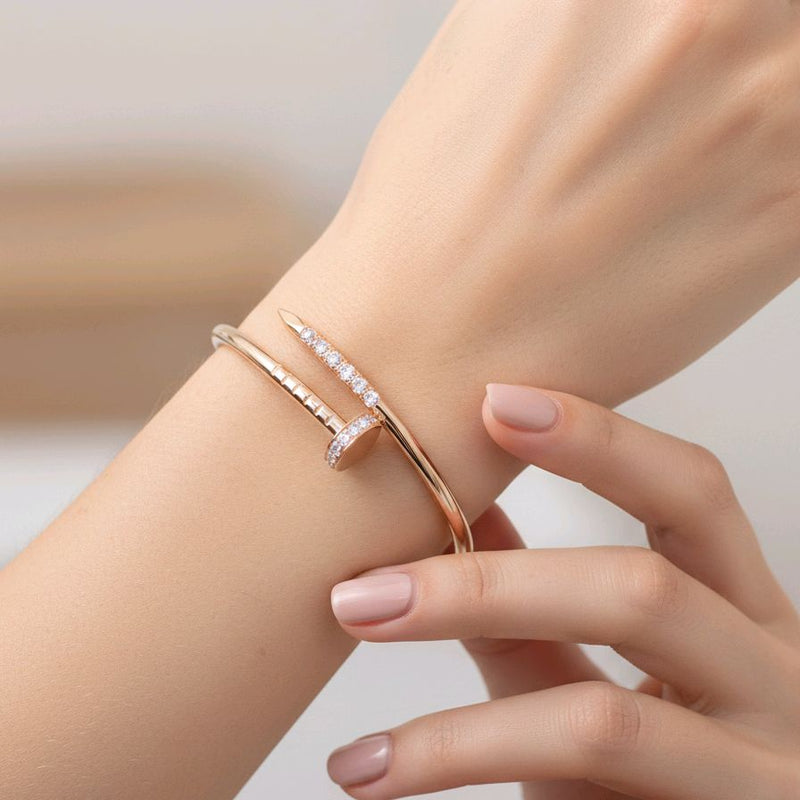 Reverse Set Diamond Nail Bangle 18K / Gelang Paku Diamond  full ujung berlian18K / Diamond Jewelry / 435GBD15000RY