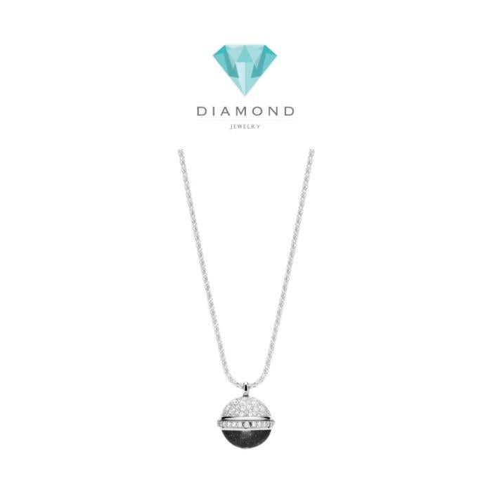 White gold and Black onyx possesion Necklace 18K white gold diamond