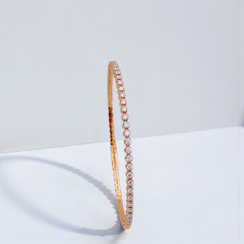 Tennis Listring Yellow Gold And Diamond Bangle 18K / Gelang Berlian Tennis Lurus 18K / Diamond Jewelry 143GB131000AB-HT