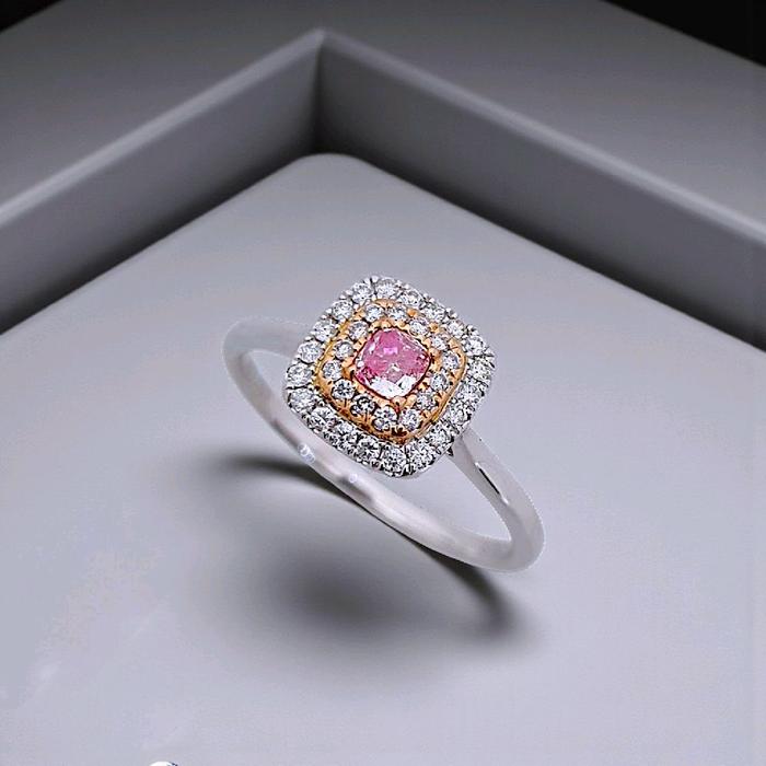 Pink Cushion Diamond Ring 18K / Cincin Berlian Pink Cushion 18K / Diamond Jewelry 378CB827BMLS - HT
