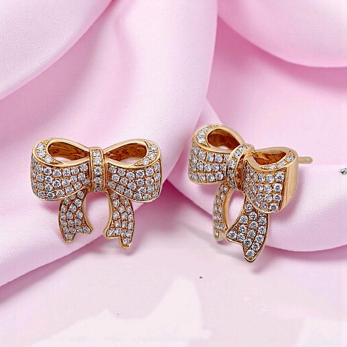 Ribbon Diamond Earring 18K / Anting Pita Berlian 18K / Diamond Jewelry 94ABD89100AB-HT