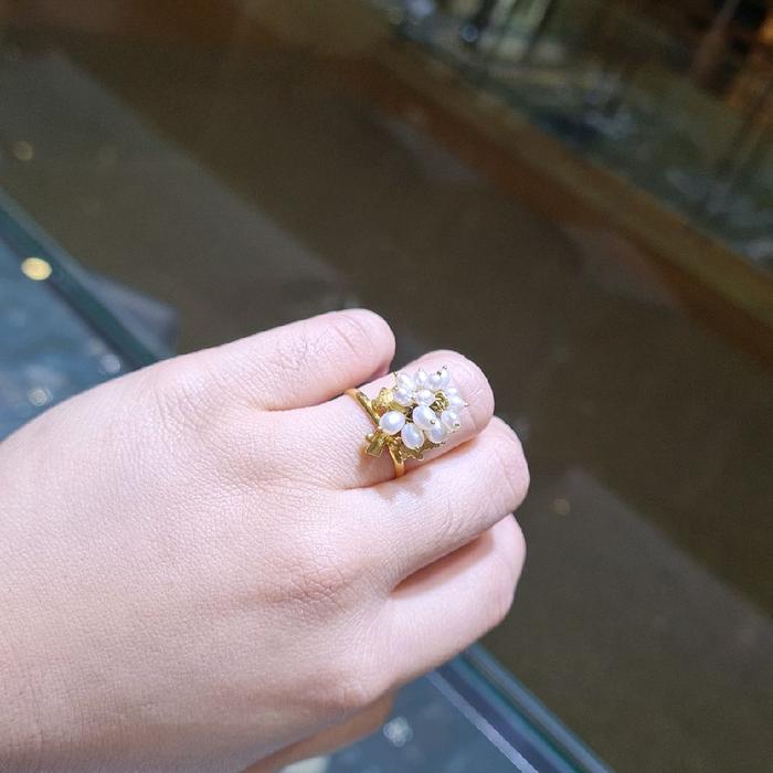 Cincin Emas Mutiara 23K-Diamond Jewelry- 143CMSWP5-HT