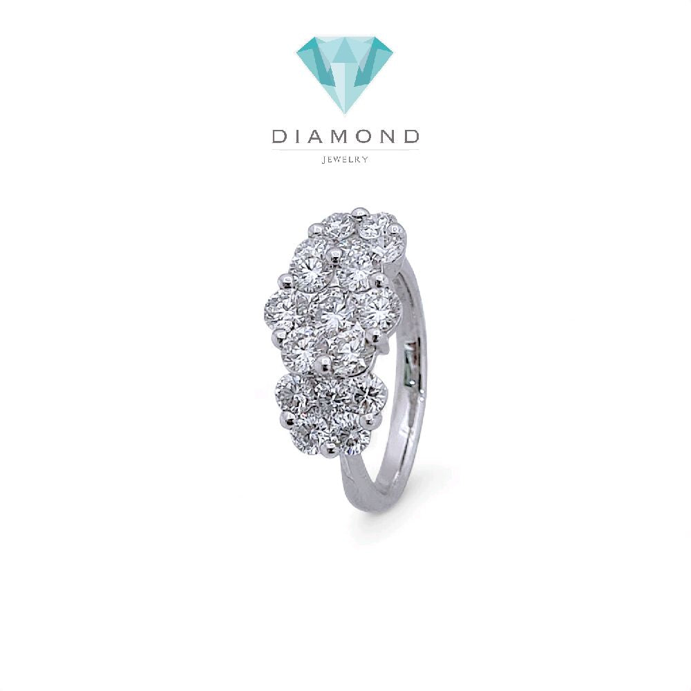 Tri Flower Diamond Ring 18K / Cincin Berlian Tiga Bunga 18K / Diamond Jewelry 373CB17300KVLS -HT