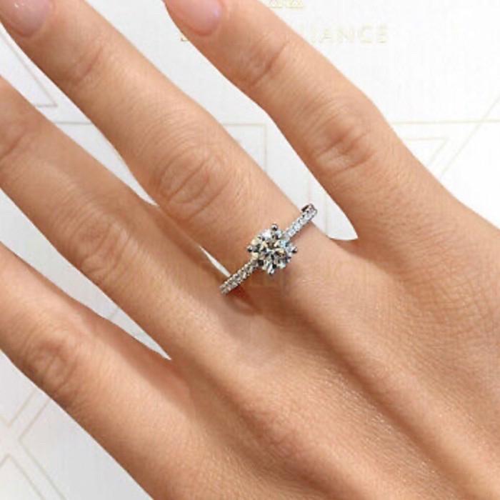 Solitaire lab ground diamond ring 18k-Elsy Jewelry