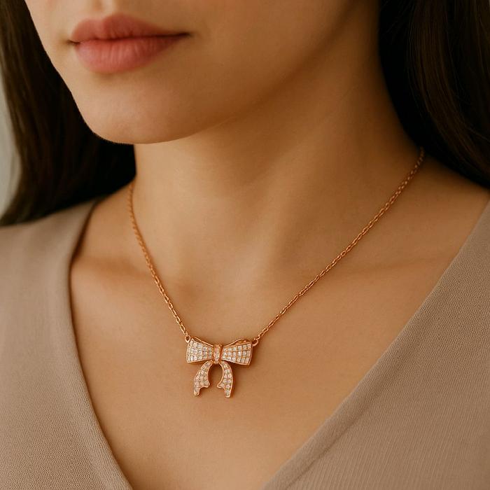 Ribbon Diamond Necklace 18K / Kalung Pita Berlian 18K / Diamond Jewelry 111KBD56200AB-HT