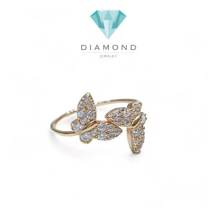 Butterfly 18k gold ring-Diamond Jewelry