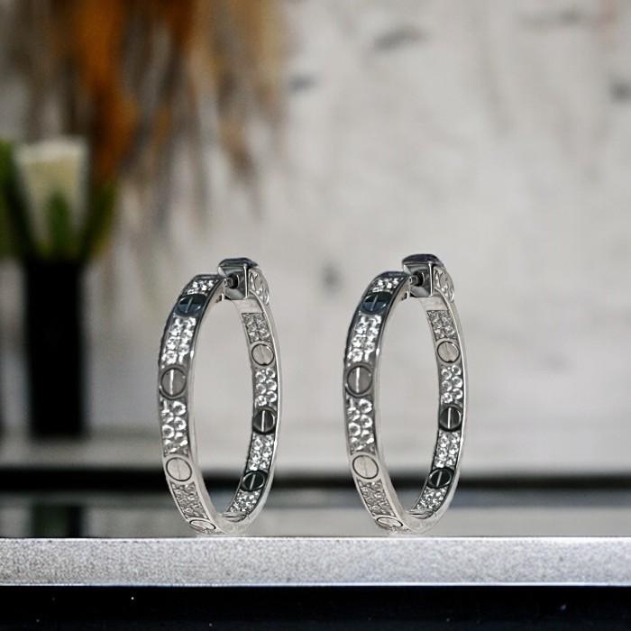 Love pave diamond earring 18k crt-Diamond Jewelry