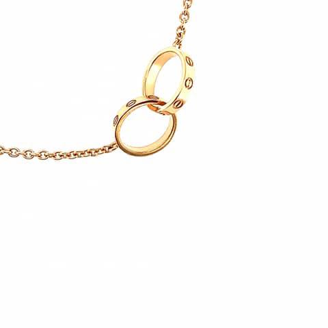 Love double ring pendant necklace 18k crt-Diamond Jewelry - 355KBDDM2447LS