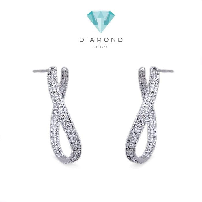 Diamond Earring Hoop  Big Gypsy 18 K white gold Diamond Jewelry