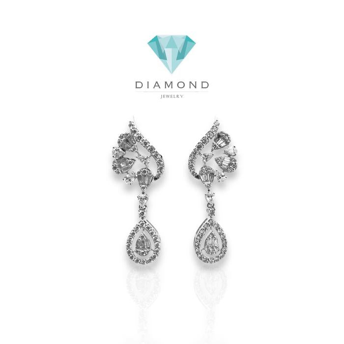 Anting diamond  Pear Fleur Bunga/Diamond Earring fleur 18k-Diamond Jewelry