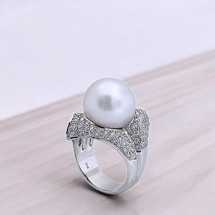Pearl Diamond Ring 18K / Diamond Jewelry