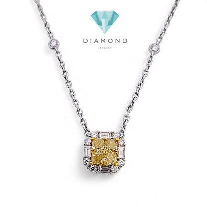Yellow diamond pendant white gold 18k-Diamond Jewelry