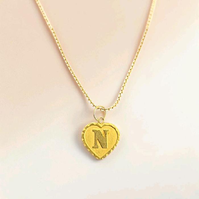 Gold Heart Pendants Letter N 23K / Liontin Hati Emas Huruf N 23K / Diamond Jewelry / 237LMSWP2