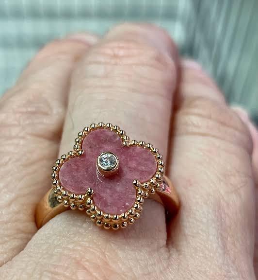 VOC Rhodonite Diamond 18K Gold ring Diamond Jewelry