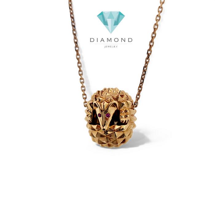 Hedgehog Necklace 18K/Kalung Emas Landak Diamond Jewelry-375KBD1375RY-HT