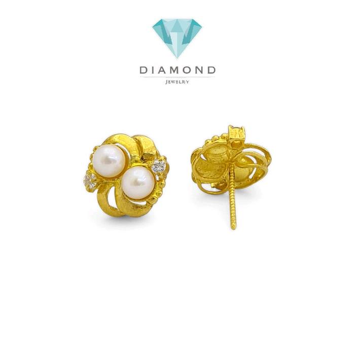 Anting Mas Mutiara 23K-Diamond Jewelry-311AMSWP4