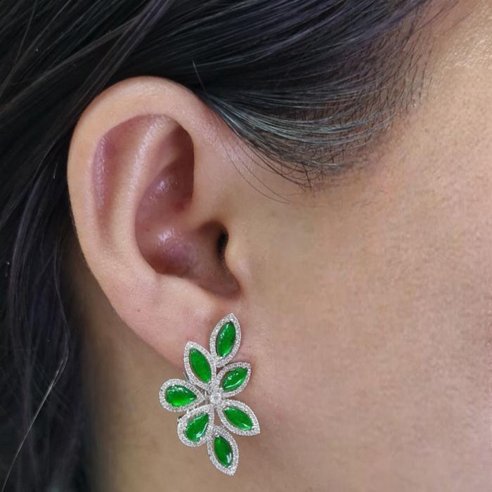 Green Jade Earring 18K / Diamond Jewelry