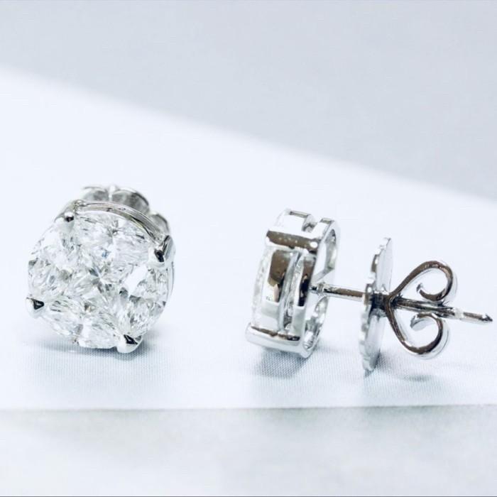 Esperansa diamond solitare earring 18k white gold-Diamond Jewelry