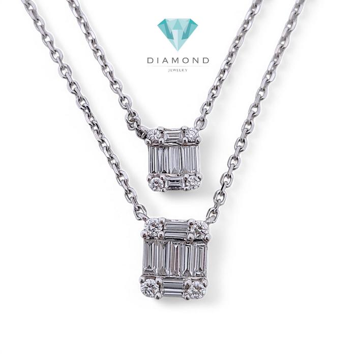 Double duo Diamond Baguette Necklace 18K / Diamond Jewelry