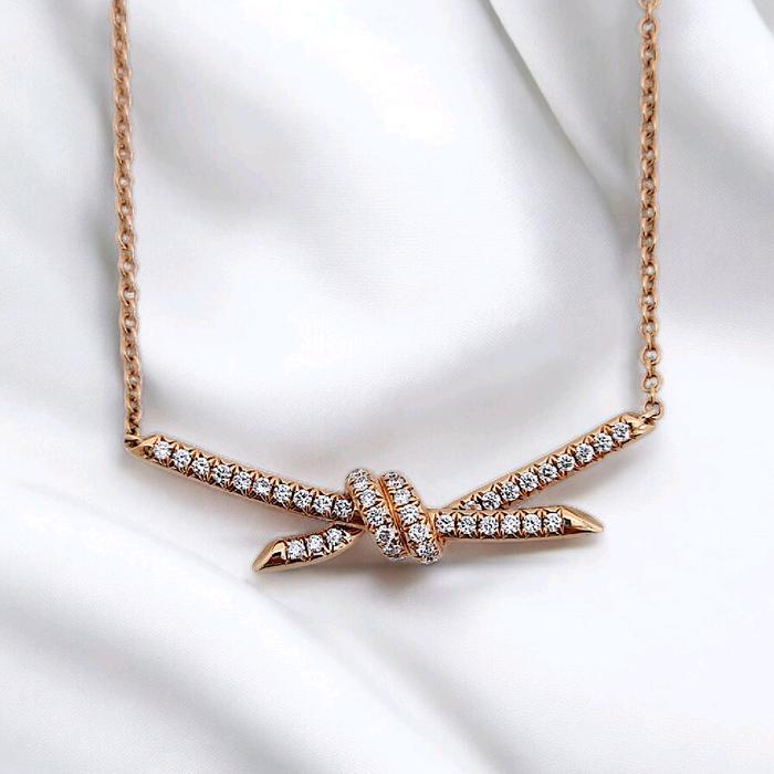 Knot Diamond Necklace 18K / Diamond Jewelry