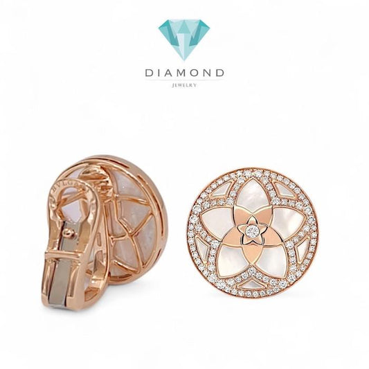 Flowers Diamond MOP Earrings / Diamond jewelry-75ABD116000AB-HT