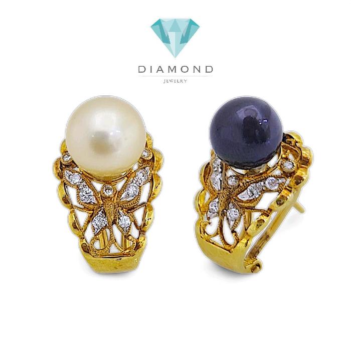 Butterfly Duo Color Diamond Earring 18K / Diamond Jewelry 43AMGT522WP