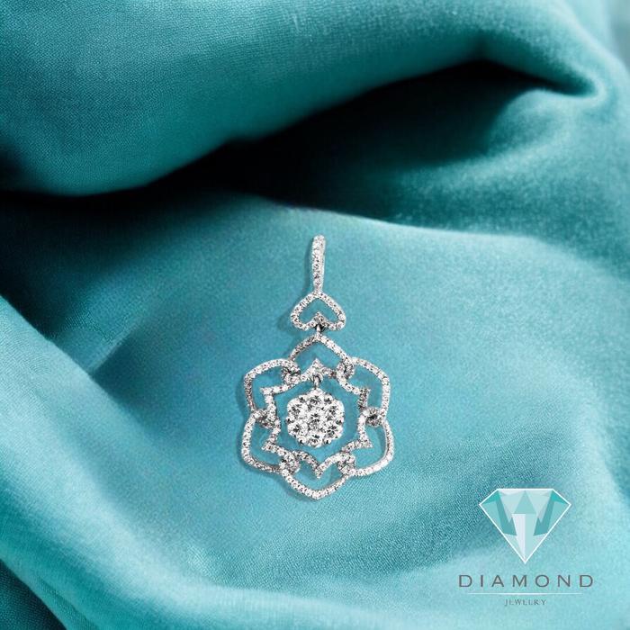 Kalung berlian bunga bulat 18K
