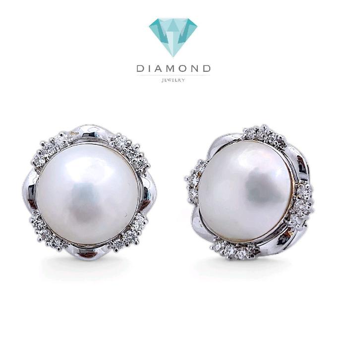 Flower Pearl Diamond Earring 18K / Diamond Jewelry 45AMGT1780WP-HT