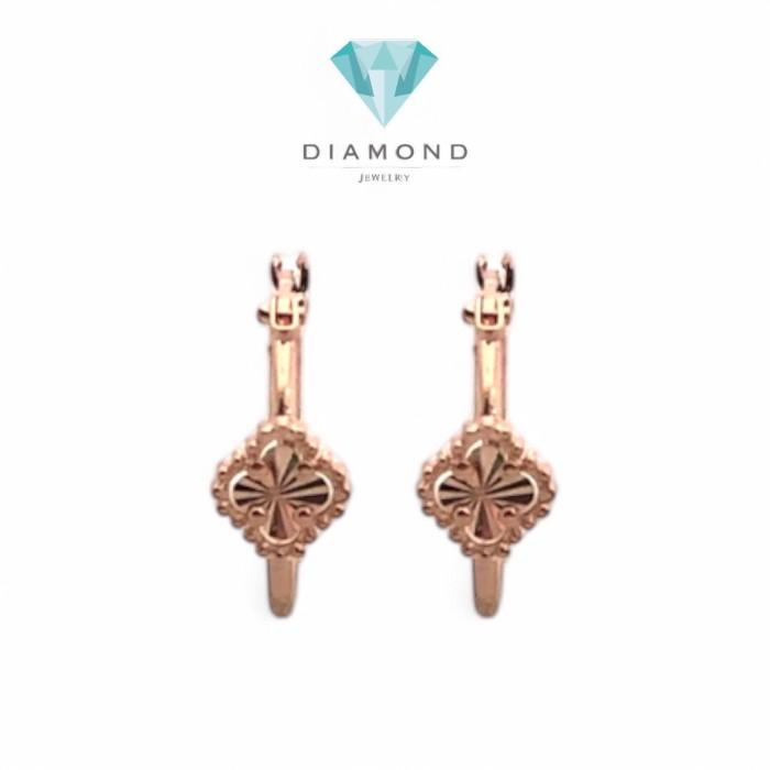 Anting Clover Gantung 750K Diamond Jewelry