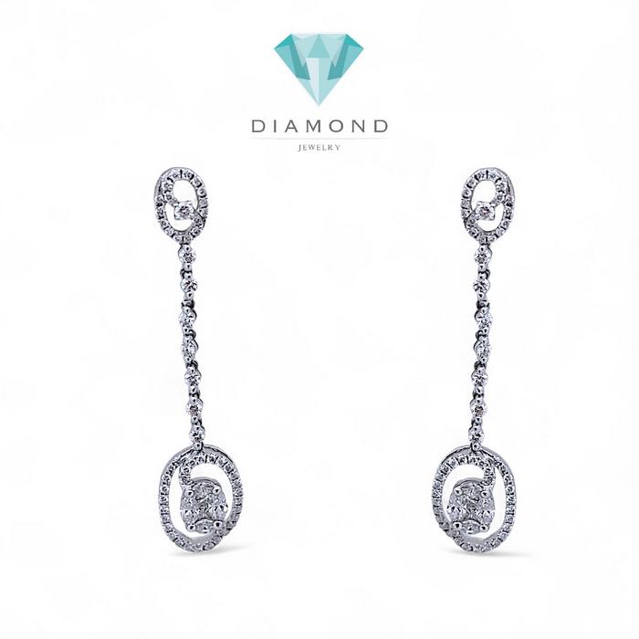Long earring esperansa diamond 18k white gold-Diamond Jewelry