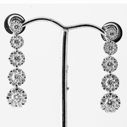 Diamond tennis earring 18k White gold-Diamond Jewelry