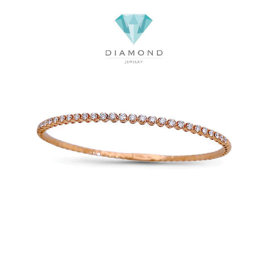 Tennis Listring Yellow Gold And Diamond Bangle 18K / Gelang Berlian Tennis Lurus 18K / Diamond Jewelry 143GB131000AB-HT