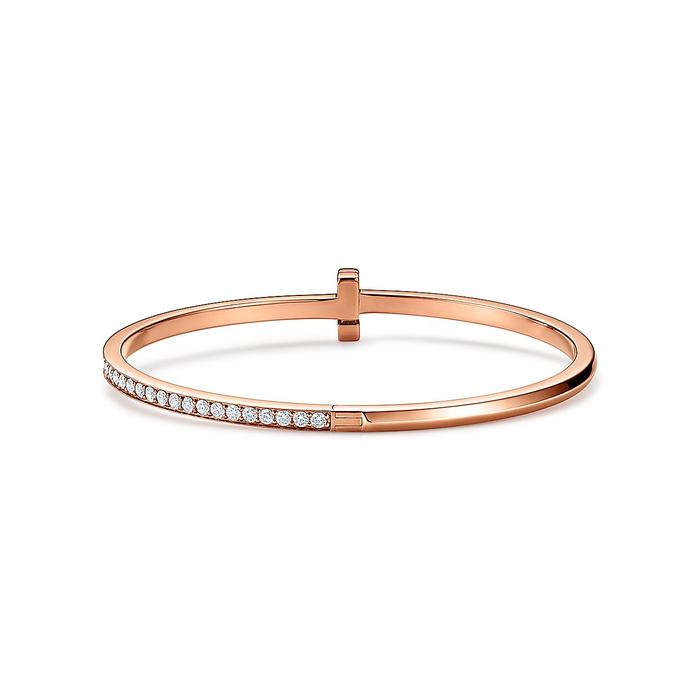 T bangle Diamond and 18 K rose gold- Diamond Jewelry-