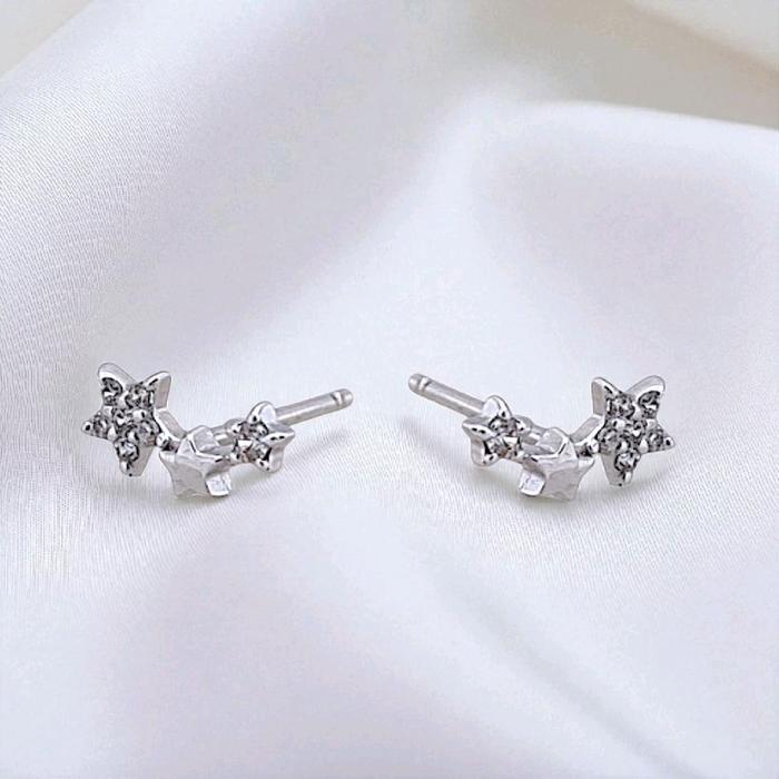 Triple Star Gold Earring 750K / Anting Emas Tiga Bintang 750K / Diamond Jewelry 407AMS102LS-HT