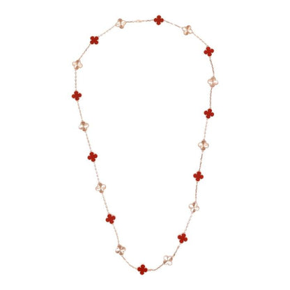 Vc necklace clover long mop/charnelianlobg  20 clover 18K gold Diamond Jewelry