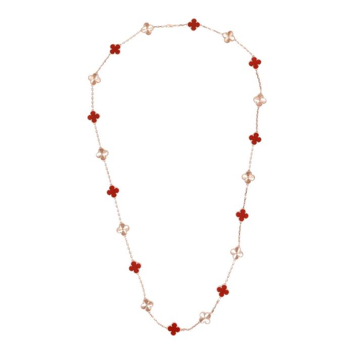Vc necklace clover long mop/charnelianlobg  20 clover 18K gold Diamond Jewelry