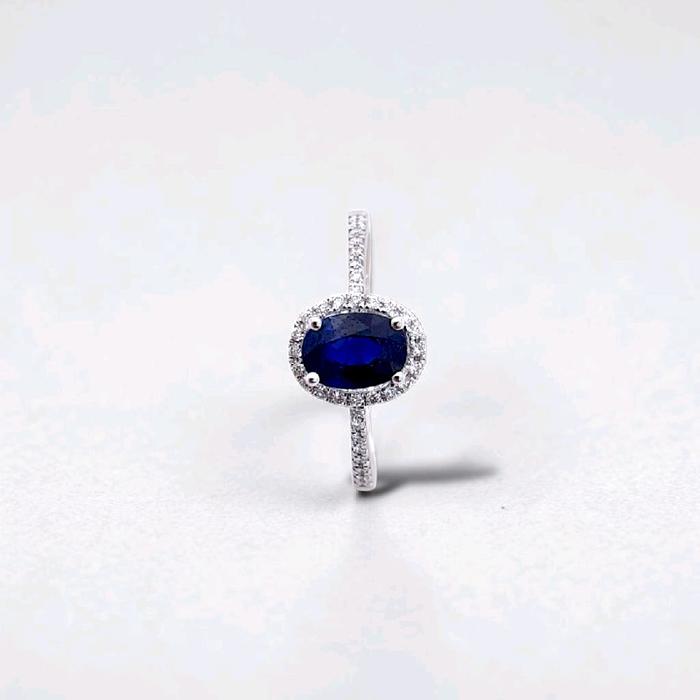 Blue Sapphire Diamond Ring 18K / Cincin Berlian Blue Sapphire 18K / Diamond Jewelry / 130BC60500AB
