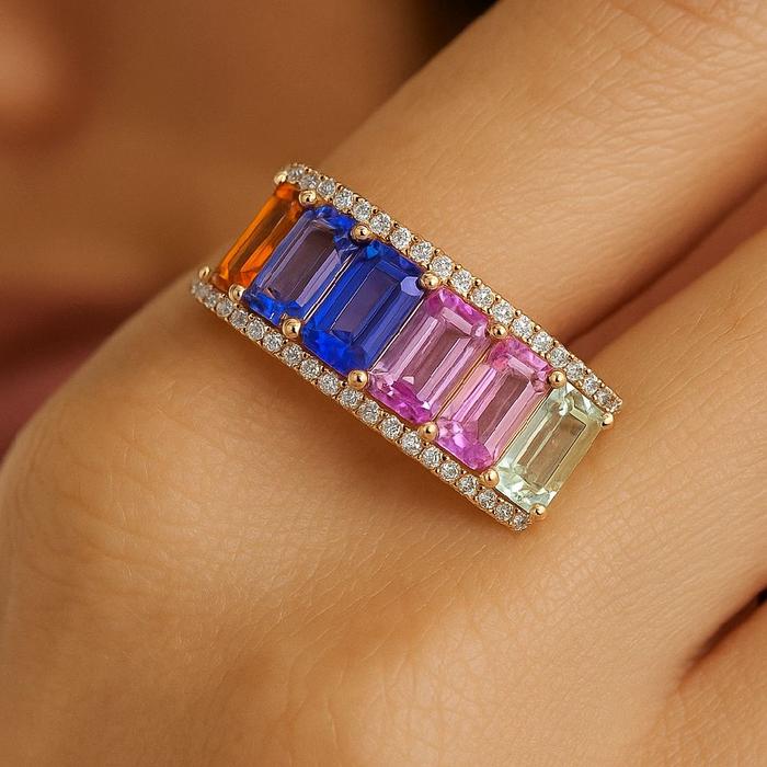 Rainbow Diamond Ring 18K / Cincin Berlian Pelangi 18K / Diamond Jewelry 100BC88000AB-HT